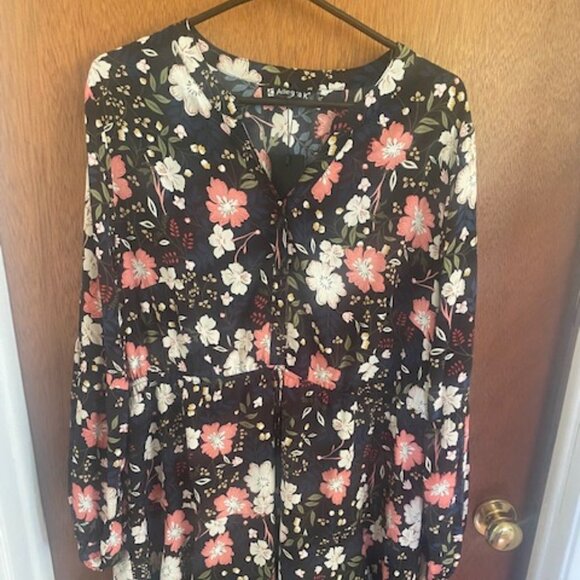 Allegra K Women's Floral Print Vintage Button Front Long Sleeve Tie Waist Shirt - Picture 2 of 8